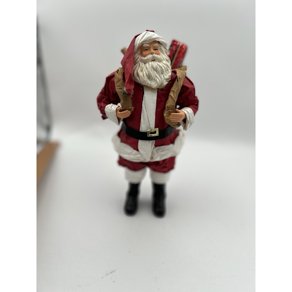 SANTA CLAUS Clothtique Basket OF TOYS Christmas Table Ornament Vintage